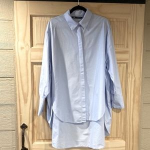 ZARA OVERSIZED BLUE BUTTON DOWN SHIRT